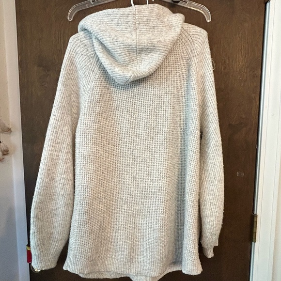Lou & Grey Soft Knit Hooded Sweater Jacket - Light Gray - full Zip - Picture 3 of 4
